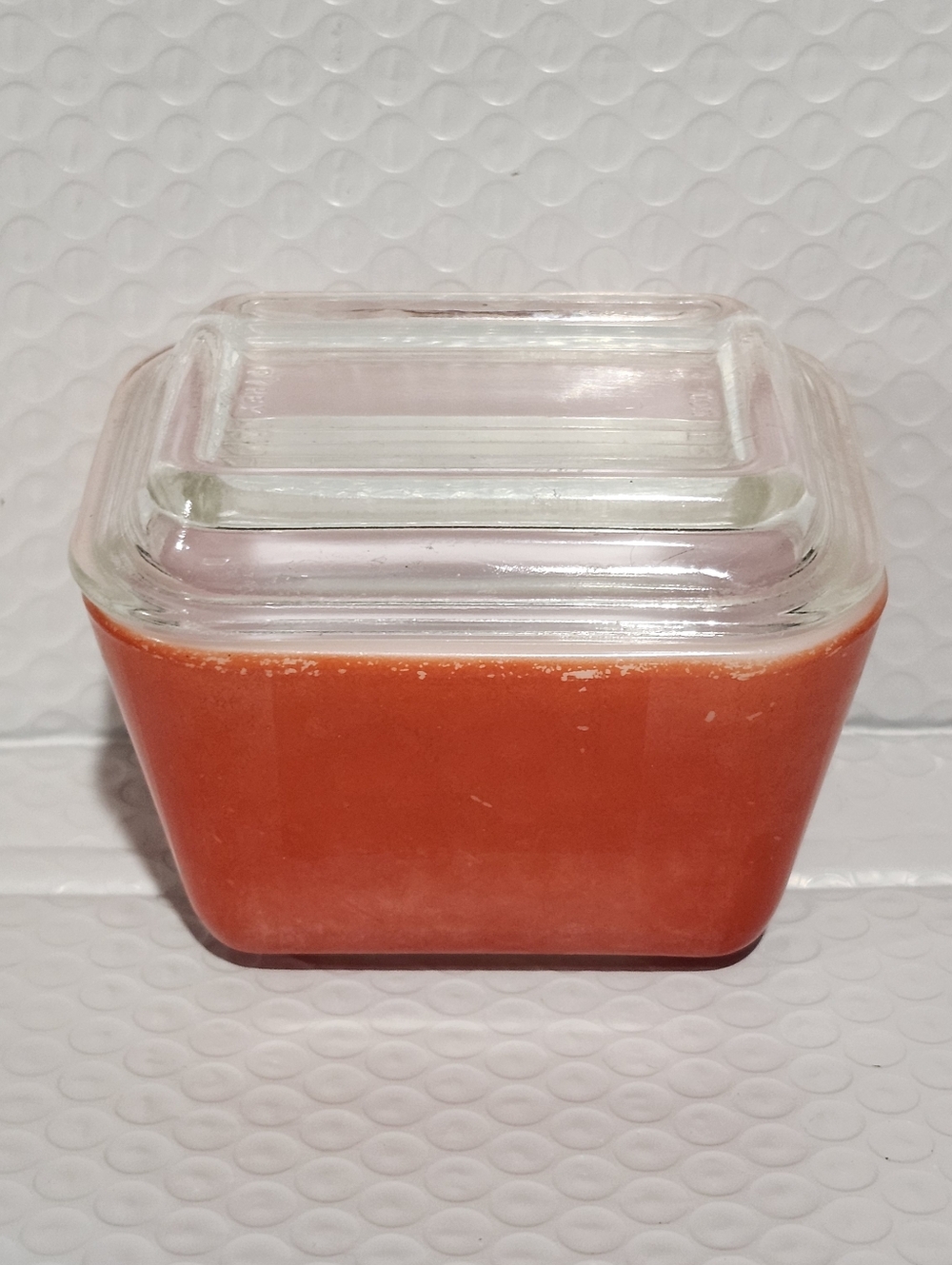 Pyrex Red Refrigerator Dish W/ Clean Ribbed 501-B w/ Glass Lid